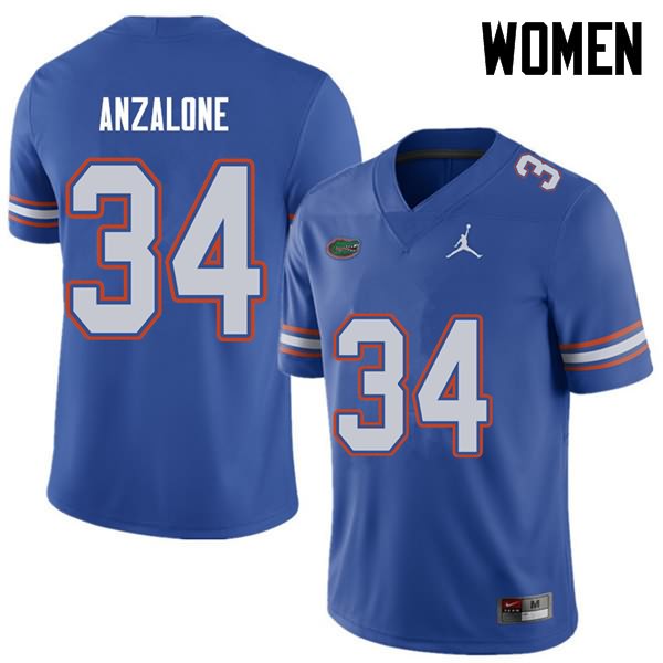 Women's NCAA Florida Gators Alex Anzalone #34 Stitched Authentic Jordan Brand Royal College Football Jersey DEY2765ZS